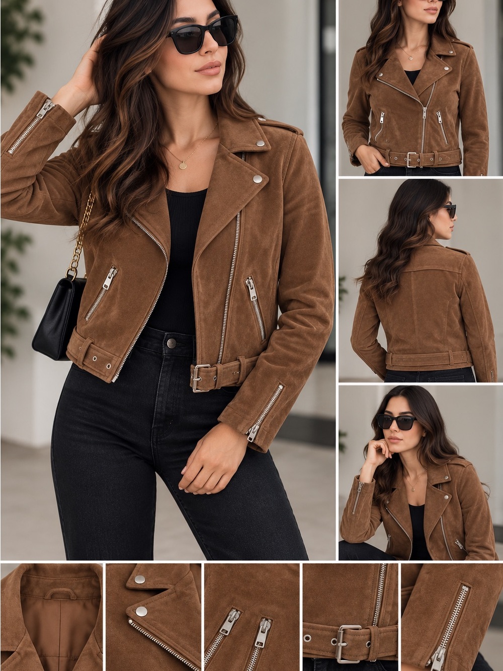 Levi's Brown Suede Moto Jacket with Belt